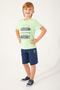 Assn Shaped Writing Detail Bright Green Boy Bermuda Suit - 3