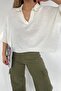 Women's White Polo Neck Oversize Knitwear Blouse - 3