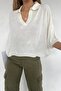 Women's White Polo Neck Oversize Knitwear Blouse - 4