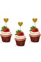 Glitter Cupcake Toothpicks 20 Pieces Gold Heart