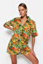 Tropical Patterned Woven 100% Cotton Jumpsuit TBESS22TU0131 - 2