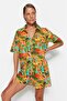 Tropical Patterned Woven 100% Cotton Jumpsuit TBESS22TU0131 - 3