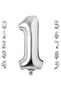 1 Silver Number And Gold King Crown Foil Balloon Birthday Party Celebration Set - 2