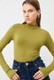 Women's Gray Oil Green Finger Detailed 2-Piece Bodysuit - 2