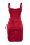 Burgundy Shirred Woven Satin Short Chic Evening Dress Night Graduation New Year Dress Tprss21El2287 - 9