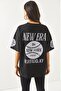 Women's New York Black Front Back Printed 2 thread Unisex Oversize T-Shirt TSH-19000696 - 7
