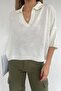 Women's White Polo Neck Oversize Knitwear Blouse - 7