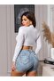 Women's Black Ribbed Half Turtleneck Camisole Crop Blouse - 2