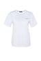 Beyaz %100 Pamuk Ön ve Arka Baskılı Boyfriend Fit Bisiklet Yaka Örme T-Shirt TWOSS23TS00057 - 12