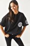 Women's New York Black Front Back Printed 2 thread Unisex Oversize T-Shirt TSH-19000696 - 2