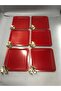 Stainless Steel Square 6-Piece Red Coffee, Tea, Decorative Presentation Serving Tray with Luxury Butterfly Accessories