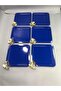 Stainless Steel Square 6-Piece Blue Coffee, Tea, Decorative Presentation Serving Tray with Luxury Butterfly Accessories - 2