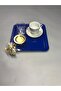 Stainless Steel Square 6-Piece Blue Coffee, Tea, Decorative Presentation Serving Tray with Luxury Butterfly Accessories - 4