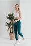 Women's Petrol Green Ribbed High Waist Tights - 9