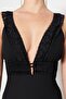Black Lined Woven Elegant Evening Dress TPRSS23EL00456 - 5