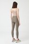Khaki High Waist Double Pocket Collecting Sports Tights Robe - 3