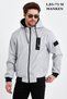 Men's Gray Print Detail Embroidered Water Repellent Seasonal Spring Jacket Coat