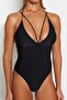 Black V-Neck Bias Regular Leg Swimsuit TBESS23MA00326 - 4