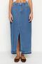 Dark Blue More Sustainable Slit Maxi Denim Skirt Twoss23Et00289 - 3