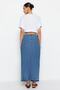 Dark Blue More Sustainable Slit Maxi Denim Skirt Twoss23Et00289 - 4