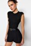 Black Thin Blouse with Metal Chain Detail TWOSS23BZ00621 - 3