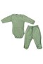 Long Sleeve Baby Bodysuit with Snaps and Plain Color Bottom Bodysuit with Booties (Mold Color)