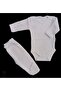 Long Sleeve Baby Bodysuit with Snaps and Plain Color Bottom Bodysuit with Booties (White Color) - 3