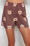 Kahverengi %100 Pamuklu Ayıcıklı Şortlu Örme Pijama Takımı THMSS23PT00005 - 7