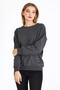 Women's Anthracite Color Basic Crew Neck Sweatshirt - 3