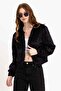 Black Women's Faux Fur Jacket with Zipper
