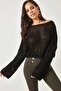 Women's Spanish Sleeve Wide Collar Openwork Loose Hole Crop Knitwear Blouse Mt3000 - 3