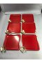 Stainless Steel Square 6-Piece Red Coffee, Tea, Decorative Presentation Serving Tray with Luxury Butterfly Accessories - 2