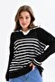 Women's Colorful Polo Neck Striped Sweater - 2
