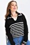 Women's Colorful Polo Neck Striped Sweater - 4