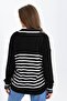 Women's Colorful Polo Neck Striped Sweater - 8