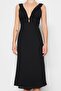 Black Lined Woven Elegant Evening Dress TPRSS23EL00456 - 4