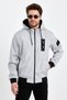 Men's Gray Print Detail Embroidered Water Repellent Seasonal Spring Jacket Coat - 4