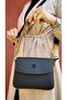 Justpolo Women's Black Tan 4 Compartment Bag Wallet Set - 4
