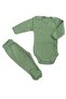 Long Sleeve Baby Bodysuit with Snaps and Plain Color Bottom Bodysuit with Booties (Mold Color) - 3