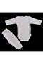 Long Sleeve Baby Bodysuit with Snaps and Plain Color Bottom Bodysuit with Booties (White Color)