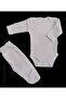 Long Sleeve Baby Bodysuit with Snaps and Plain Color Bottom Bodysuit with Booties (White Color) - 4