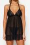 Black Lace Tulle Strap Panty Knitted Babydoll Thmss23Ll00004 - 3