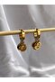 Steel Gold Stone 3-Piece Dangle Cartier Model Earrings - No Darkening- - 7