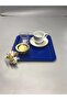 Stainless Steel Square 6-Piece Blue Coffee, Tea, Decorative Presentation Serving Tray with Luxury Butterfly Accessories - 3