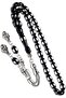 Men's 7x11mm Black White Vernier Scented Powder Amber Rosary