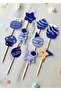 10-Piece Tiny Blue Boy's Space Astronaut Concept Birthday Cupcake Topper - 2