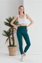Women's Petrol Green Ribbed High Waist Tights - 7