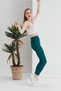 Women's Petrol Green Ribbed High Waist Tights - 8