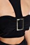 Black Crop Knitted Bustier with Accessories Tprss23Bs00088 - 5