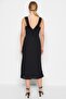 Black Lined Woven Elegant Evening Dress TPRSS23EL00456 - 6